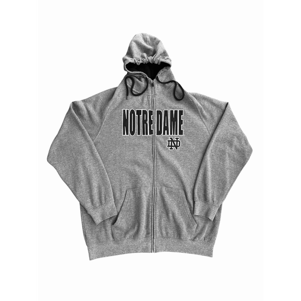 Notre Dame Full Zip Hoodie Sweatshirt Gray Campus Heritage XXL